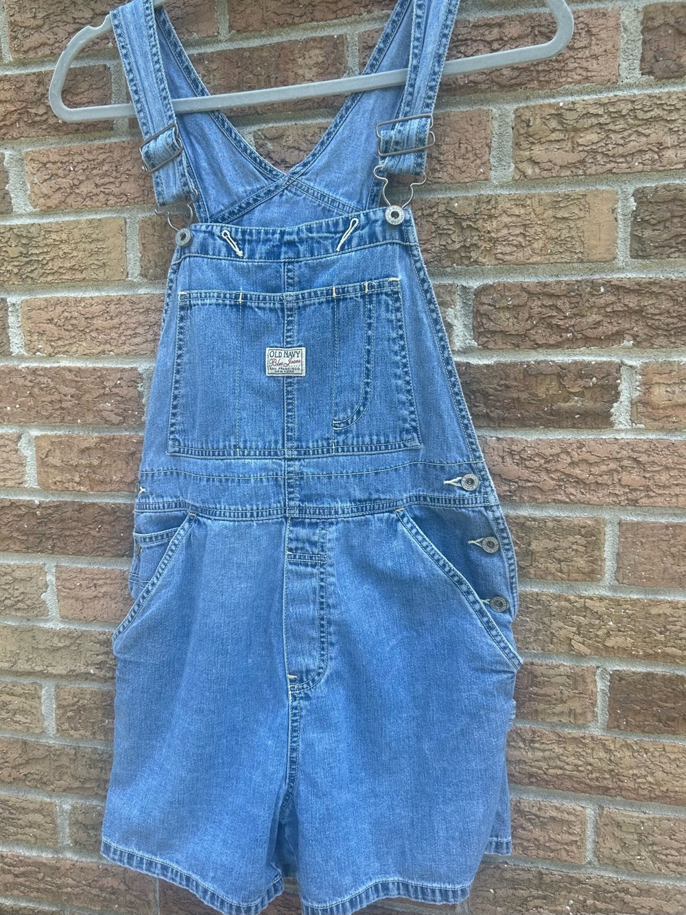 Old Navy Light Blue Denim Short Overalls size small - Picture 4 of 13
